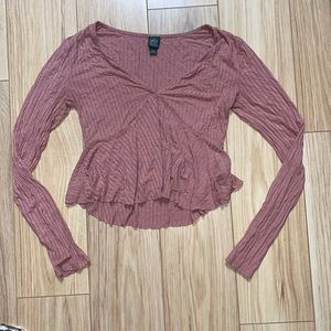 Wild Fable Dusty Mauve V Neck Crop Top TBD F